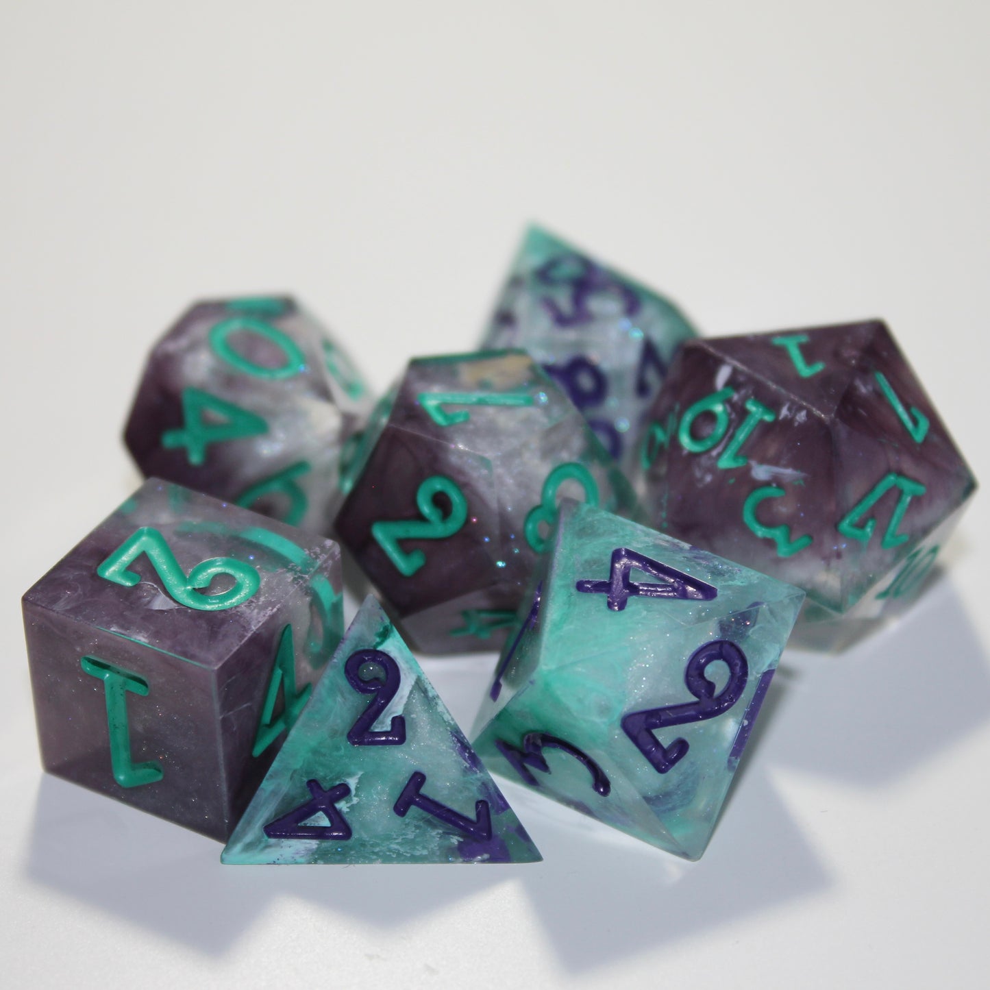 Purple And Green Nebula Dice