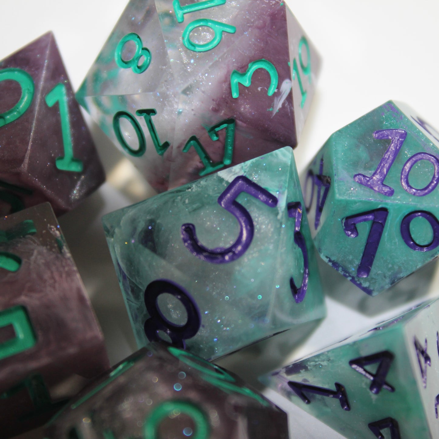 Purple And Green Nebula Dice