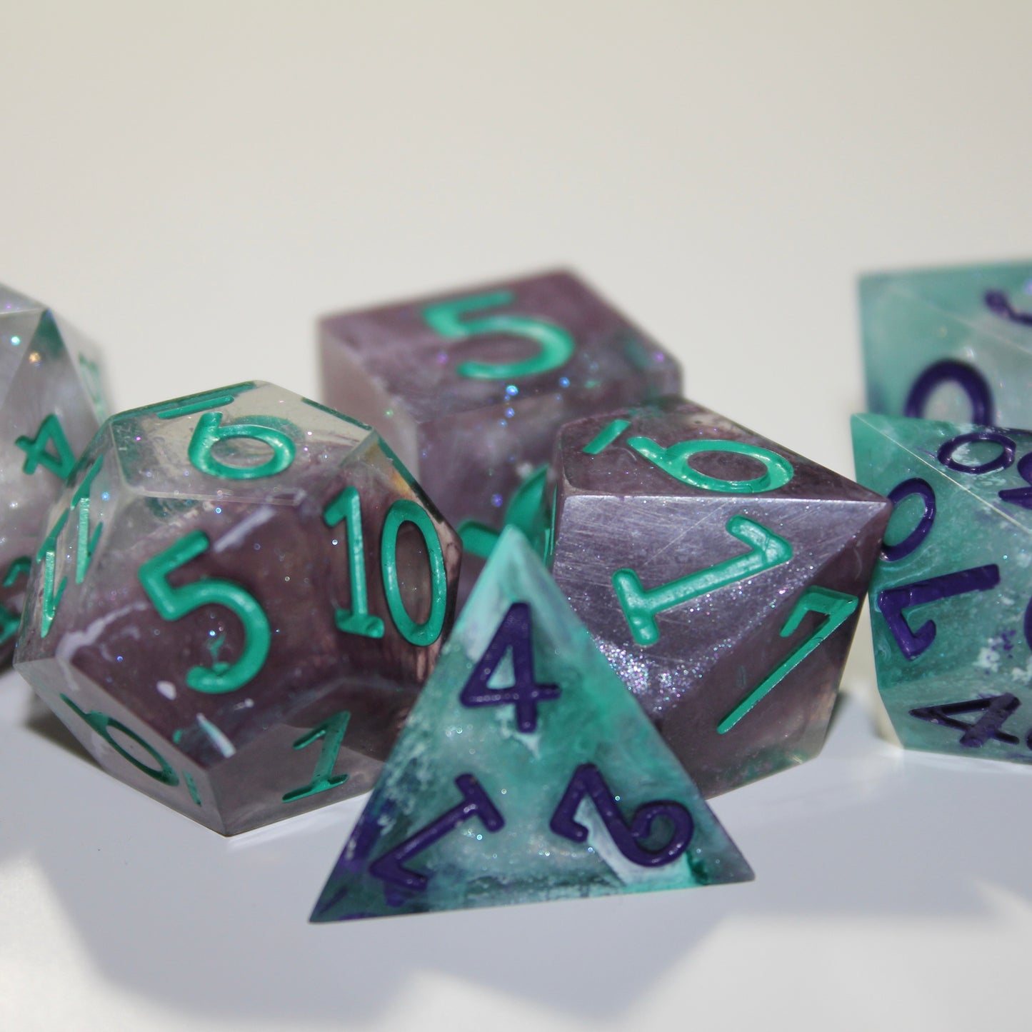 Purple And Green Nebula Dice