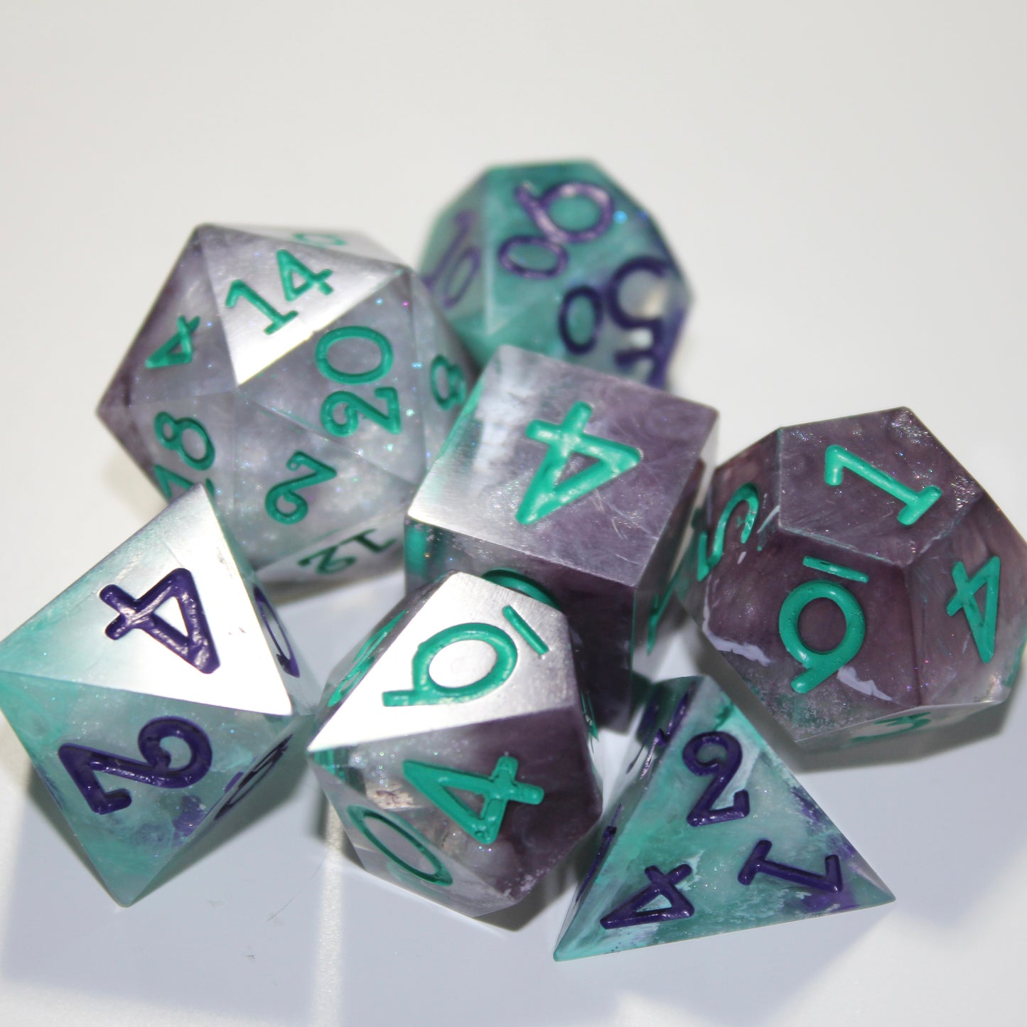 Purple And Green Nebula Dice