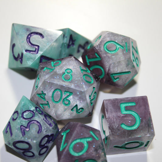 Purple And Green Nebula Dice