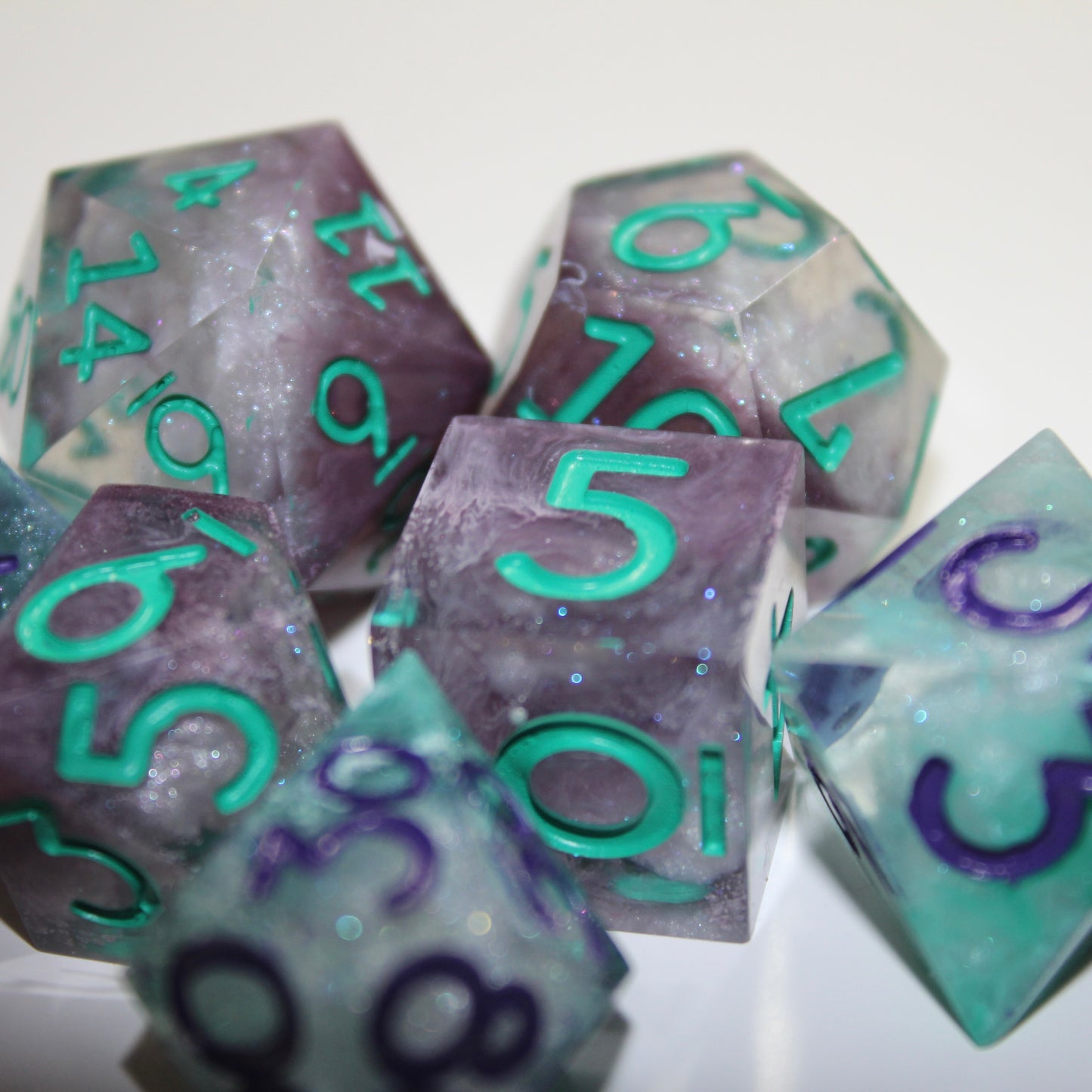 Purple And Green Nebula Dice