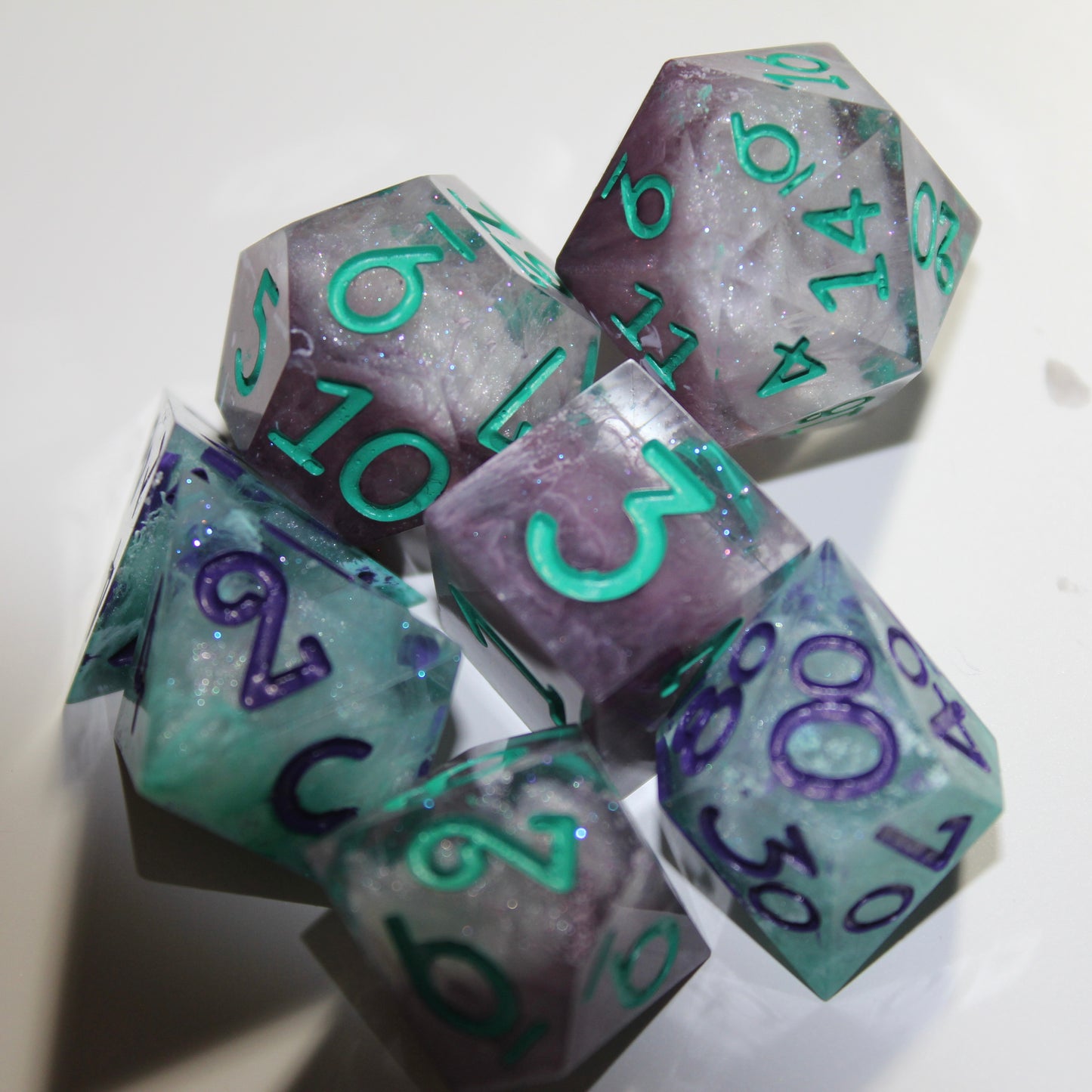 Purple And Green Nebula Dice